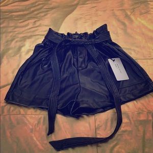 Faux Leather Belted Scrunch Waist Shorts